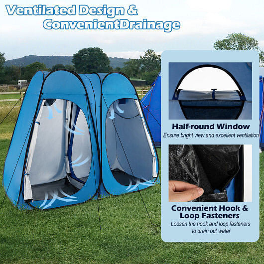 Oversized Pop Up Shower Tent with Window Floor and Storage Pocket-Black-2
