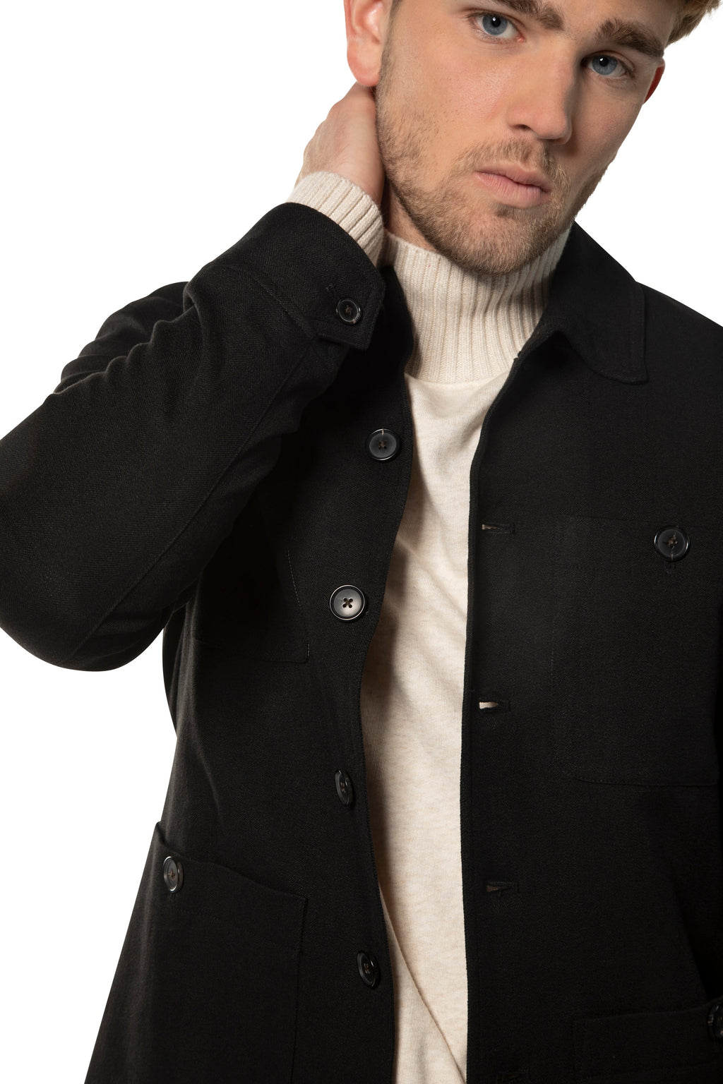 Patch Pocket Task Jacket (Black)-4