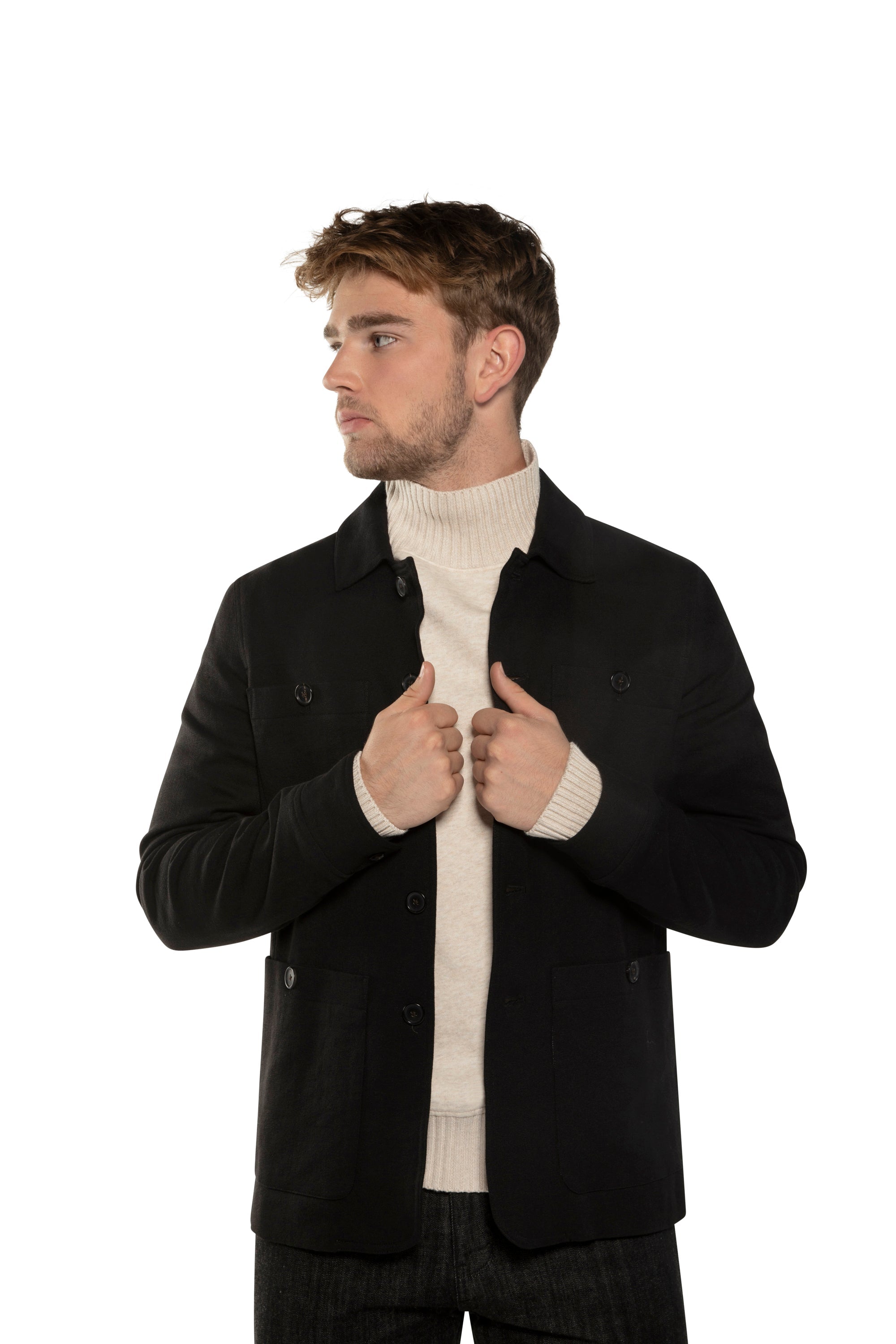 Patch Pocket Task Jacket (Black)-1