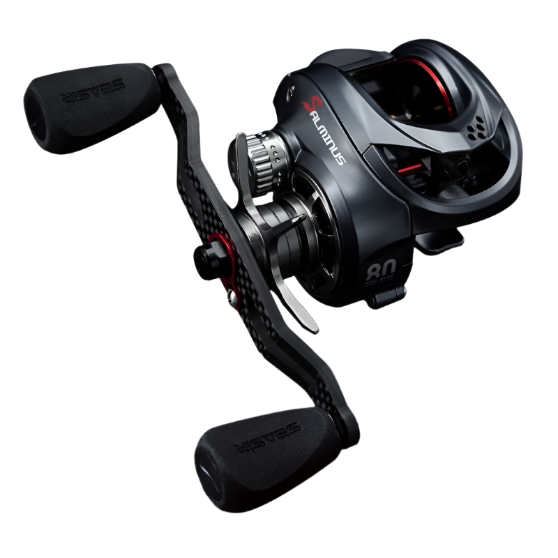High-Speed Baitcasting Reel Dual Spools Right Hand Black-0
